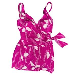 Vintage 1970s Pink Maxine of Hollywood One Piece Swimsuit | size 16